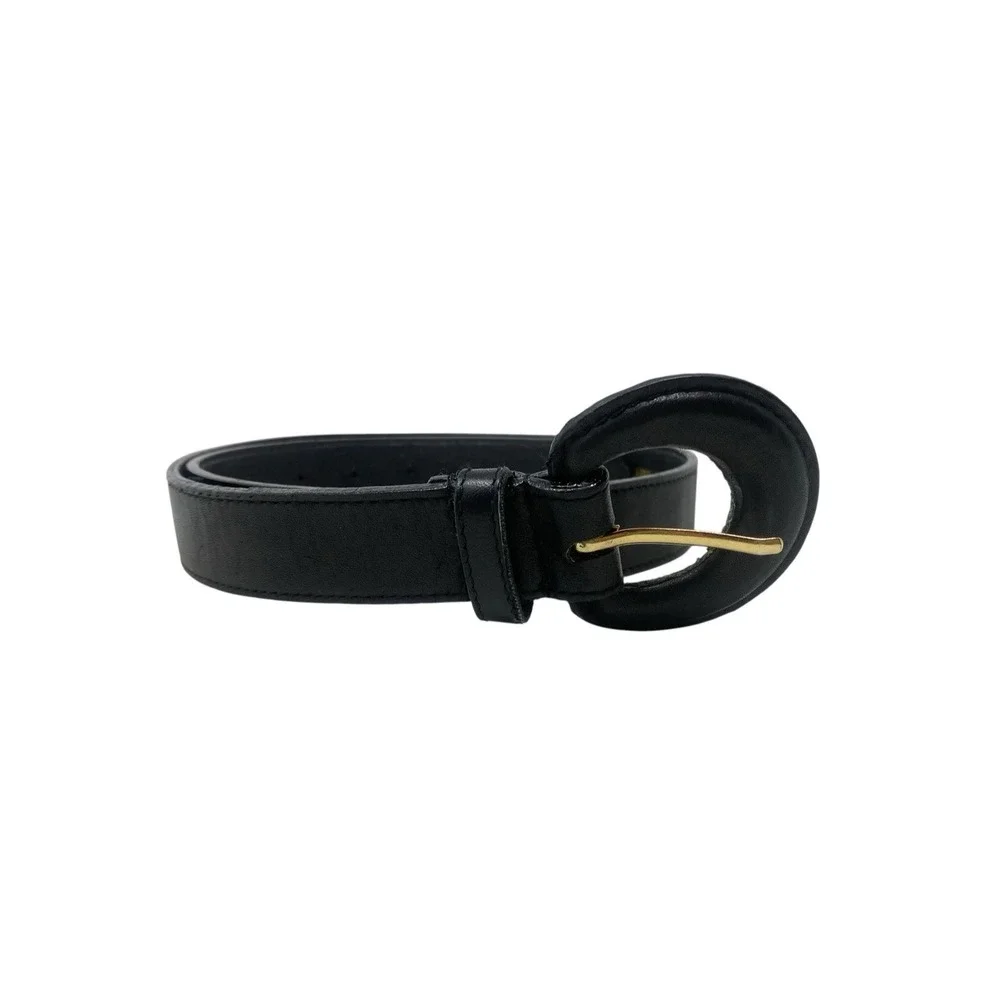 Diane Von Furstenberg Womens Solid Black Genuine Leather Belt Size S / M